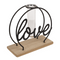 Metall-Pflanzenhalter auf Holzplatte, Love,