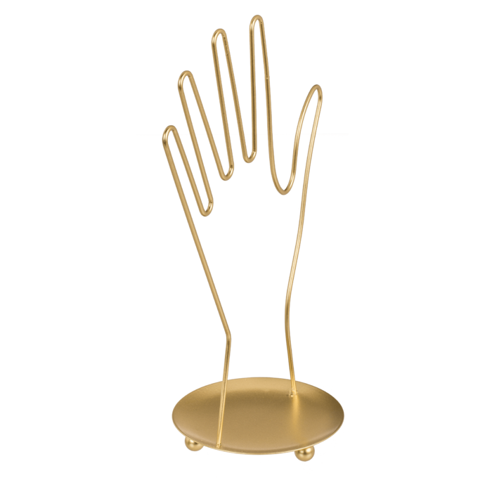 Goldener Metall-Schmuckhalter, Hand, ca. 16 x