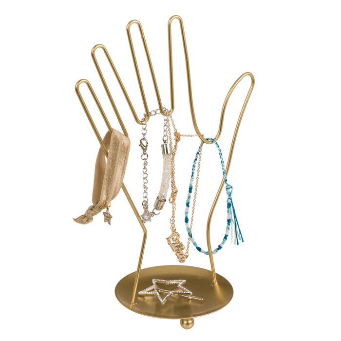 Goldener Metall-Schmuckhalter, Hand, ca. 16 x