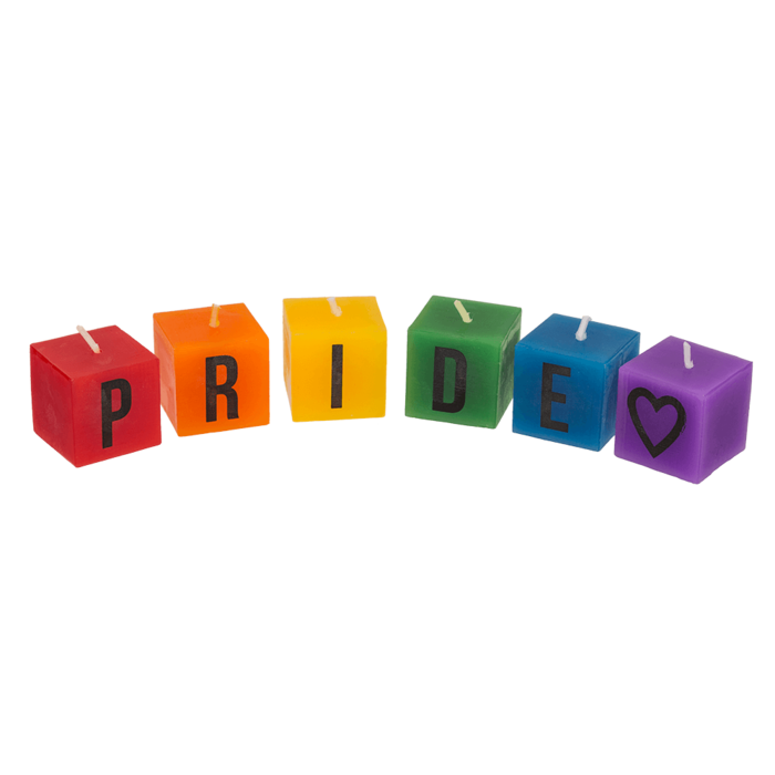 Kerzenblock mit Schrift, Pride, ca. 3 x 3 cm,