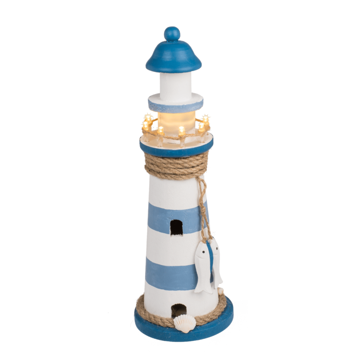 Holz-Leuchtturm mit LED,