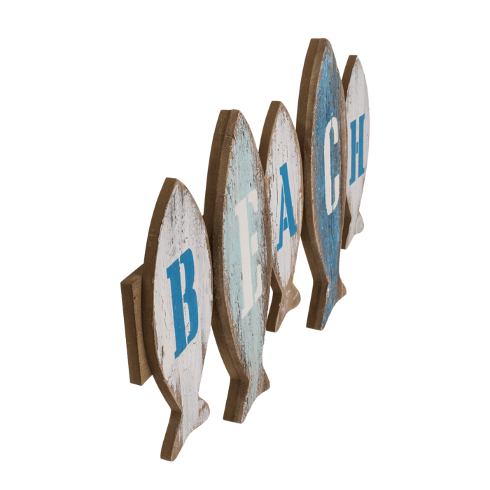 Holz-Schild mit Fischen, Beach,
