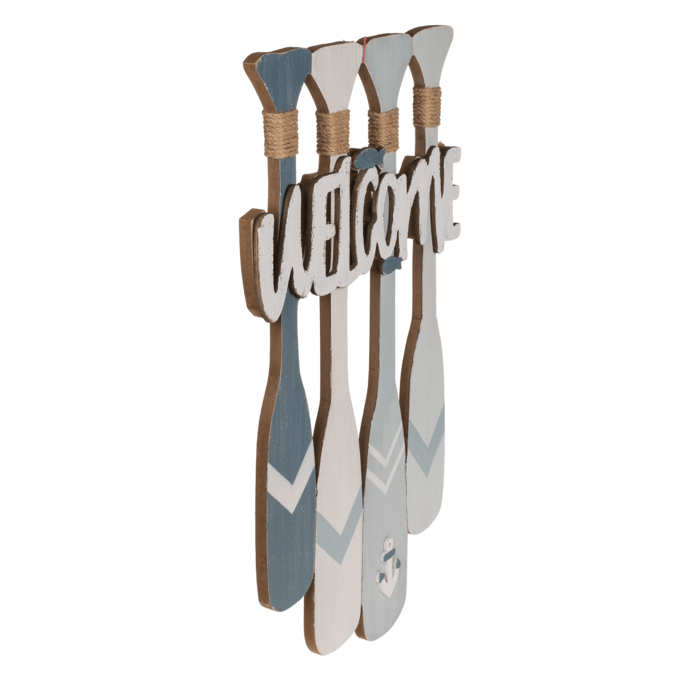 Holz-Schild mit Paddeln, Welcome,