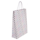 Weiße Papier-Geschenktüte, Holographic Stars,