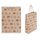 Cremefarbene Papier-Geschenktüte, Rainbows,