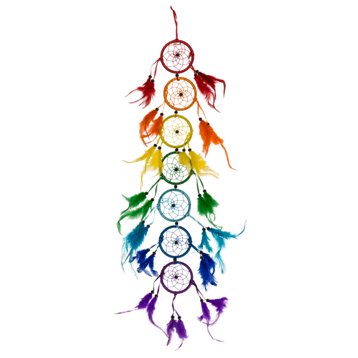 Bunter Traumfänger mit Federn, Rainbow,