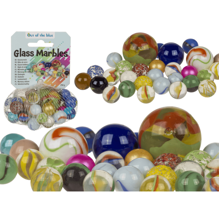 Glas-Murmeln, mehrfarbig sortiert,