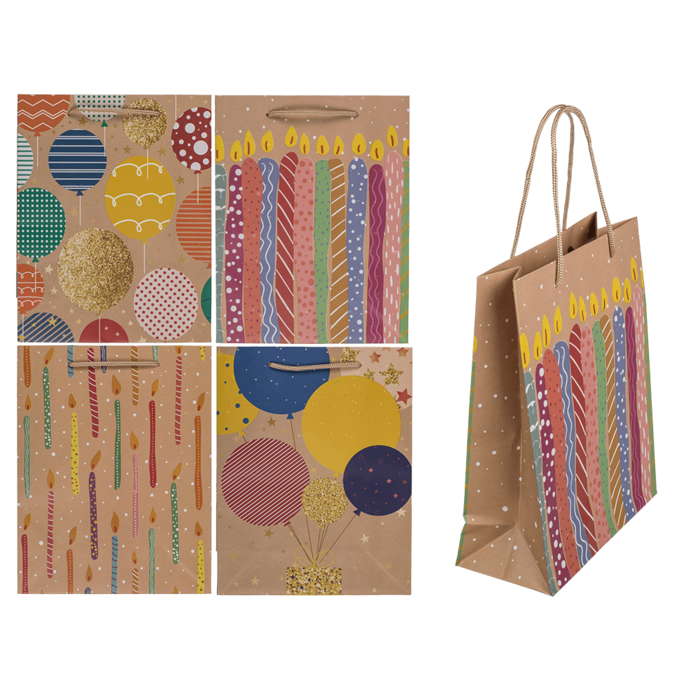 Papier-Geschenktüte, Ballons & Kerzen,