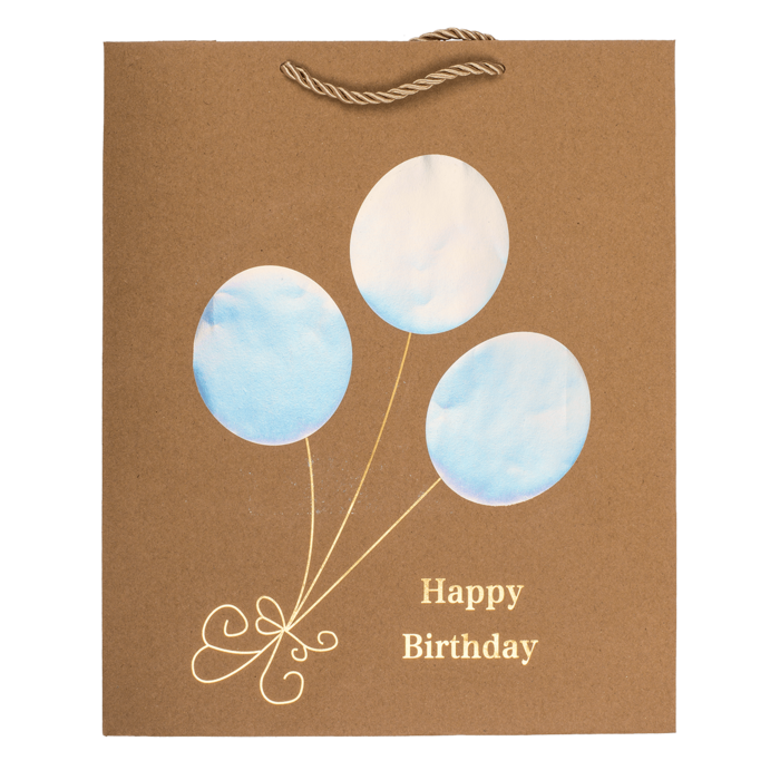 Kraftpapier-Geschenktüte, Happy Birthday,