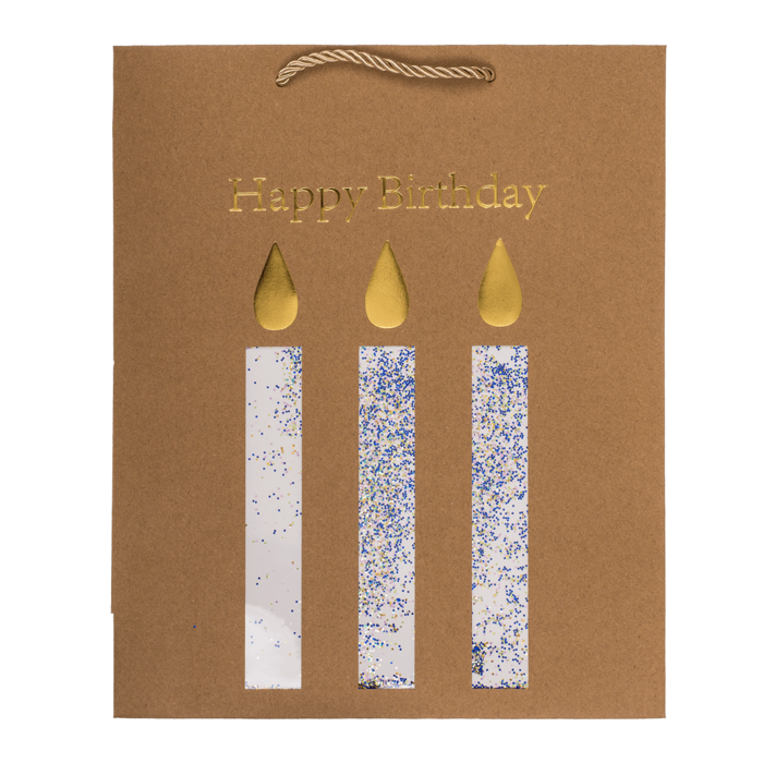 Kraftpapier-Geschenktüte, Happy Birthday,