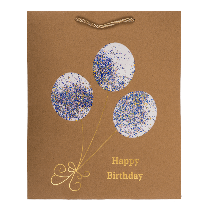 Kraftpapier-Geschenktüte, Happy Birthday,