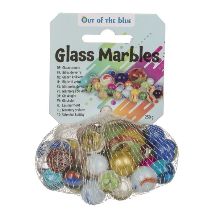 Glas-Murmeln, mehrfarbig sortiert,