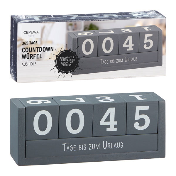 Countdown Würfel aus Holz ca. 18,5 x 7cm