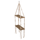 Holz-Wandregal mit Makramee,