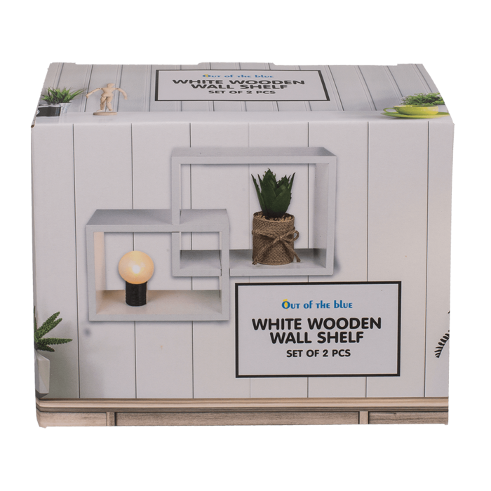 Weißes Holz-Wandregal, 2er Set,