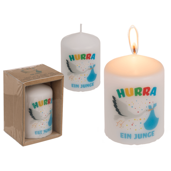 Stumpenkerze, Hurra ein Junge,