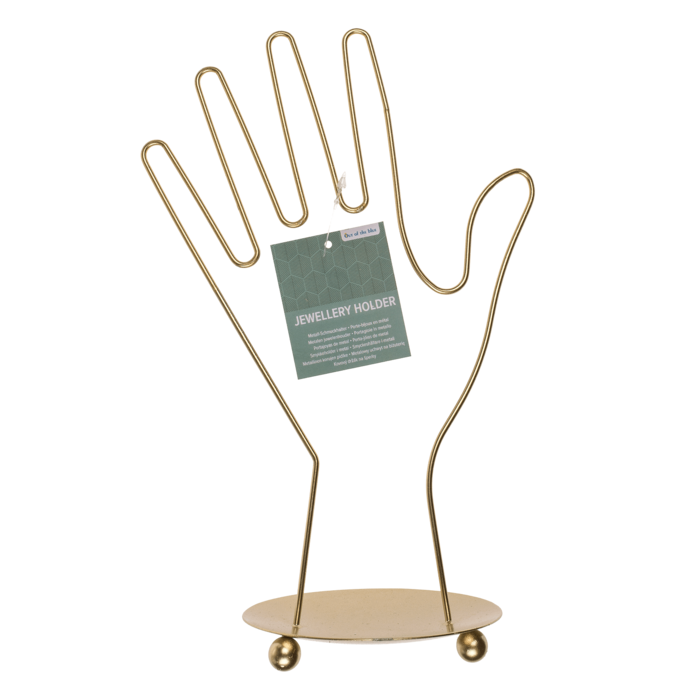 Goldener Metall-Schmuckhalter, Hand, ca. 16 x