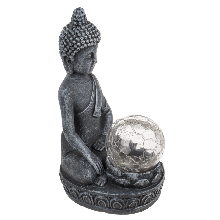 Polyresin Solar Buddha Figur, mit Krakelee Glas
