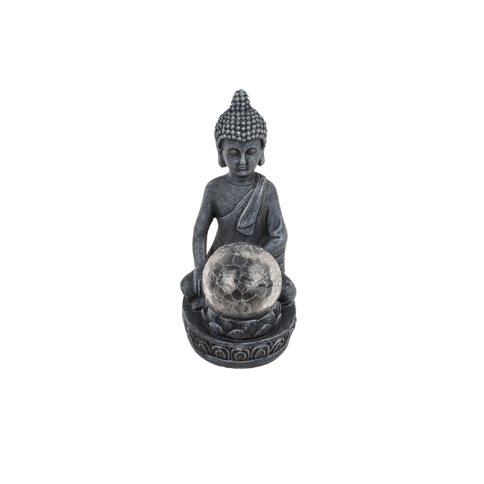 Polyresin Solar Buddha Figur, mit Krakelee Glas