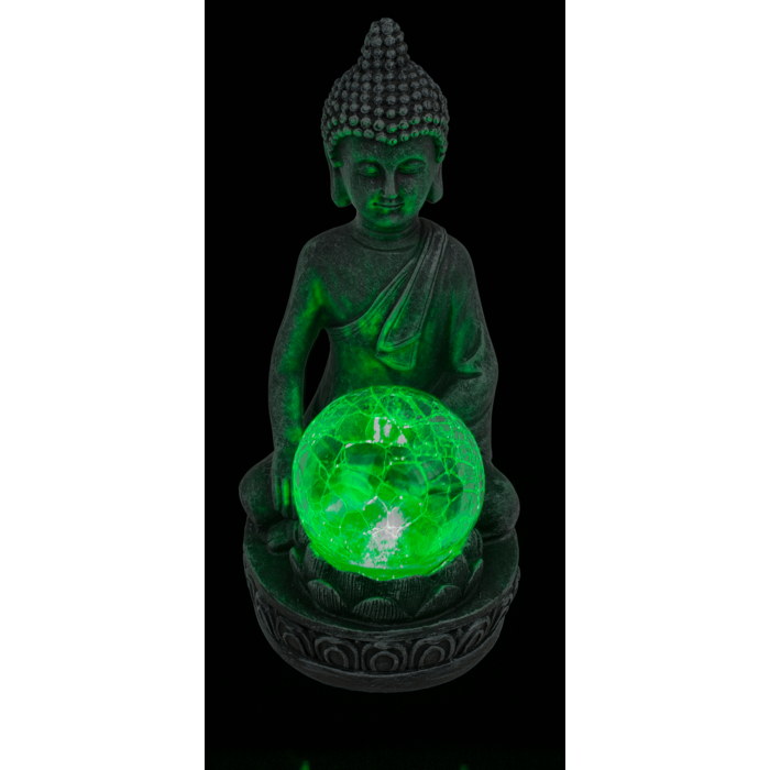 Polyresin Solar Buddha Figur, mit Krakelee Glas