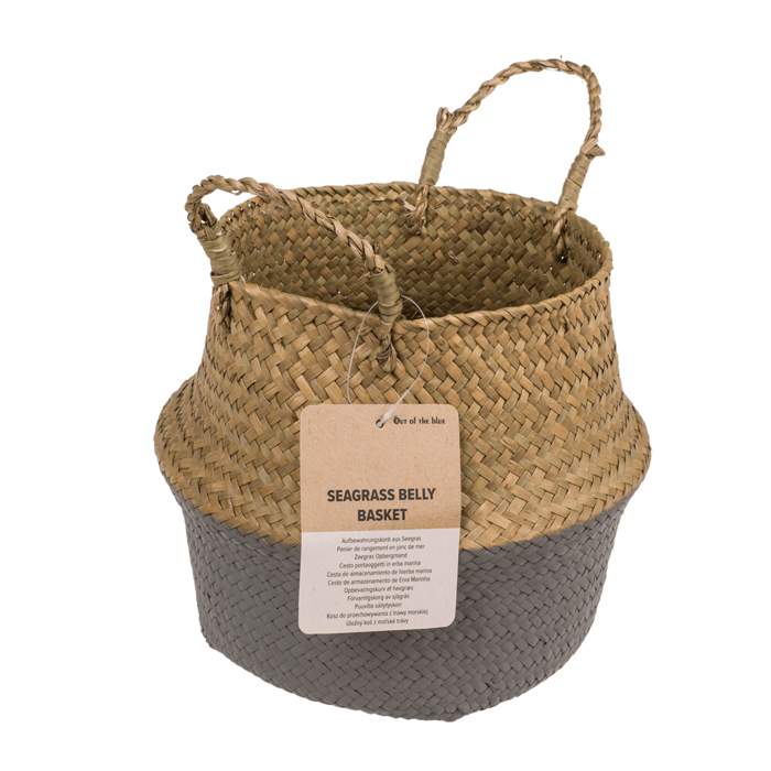 Bauchkorb aus Seegras, mit 2 Henkeln, Grey,