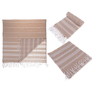 Weiß/braunes Fouta-Hamamtuch (für Sauna & Strand)