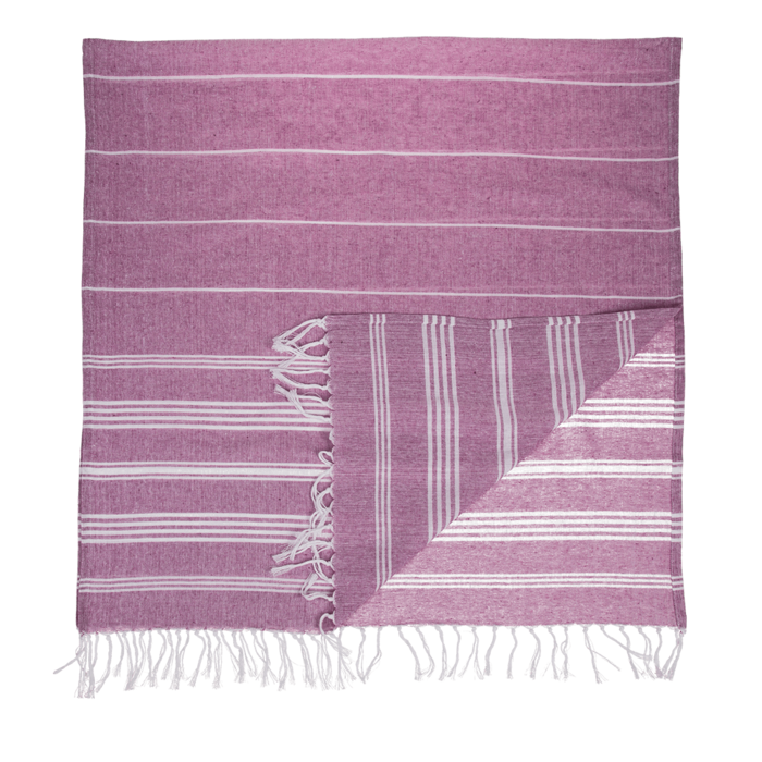 Weiß/lilanes Fouta-Hamamtuch (für Sauna & Strand),