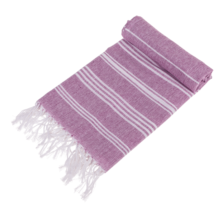 Weiß/lilanes Fouta-Hamamtuch (für Sauna & Strand),