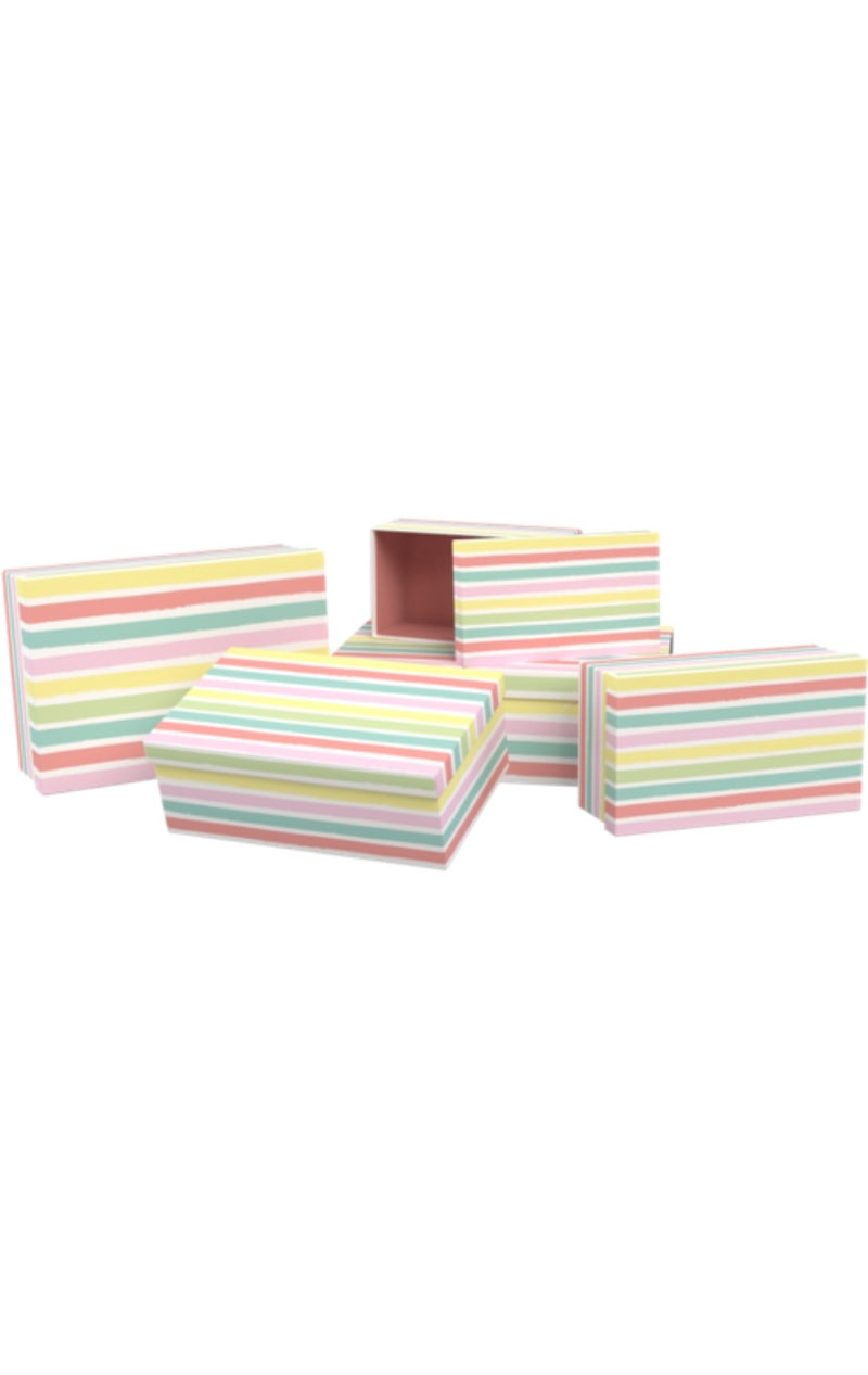 5 Geschenkboxen "Prem." i.Set,rechteckig,Pastel Colors