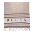 Weiß/creme/braunfarbenes Fouta-Hamamtuch, Relax,