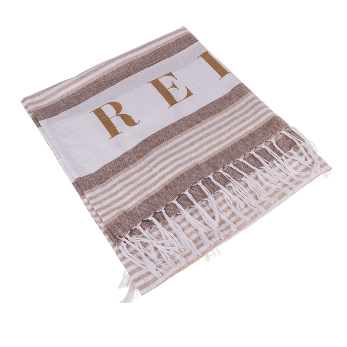 Weiß/creme/braunfarbenes Fouta-Hamamtuch, Relax,