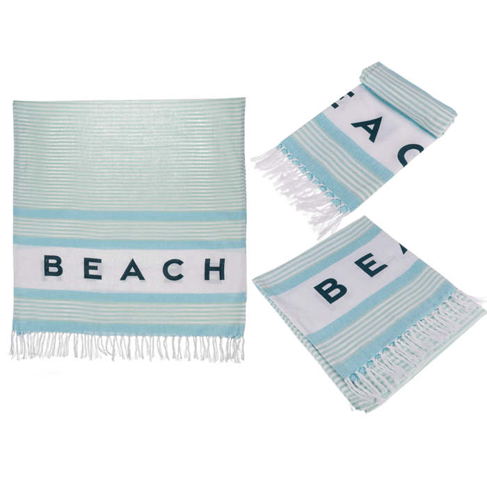 Weiß/türkis/blaufarbenes Fouta-Hamamtuch, Beach,