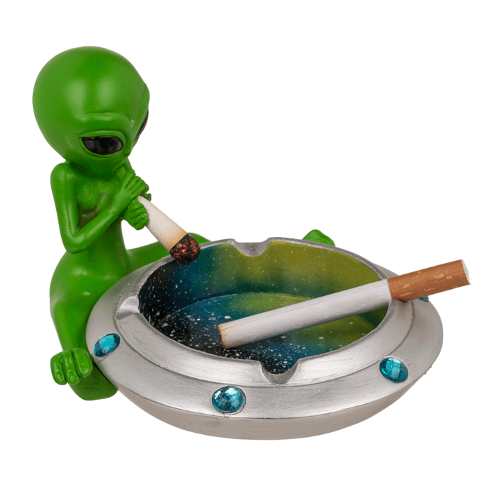 Aschenbecher, Alien mit Joint, ca. 16,4 x 15 cm,