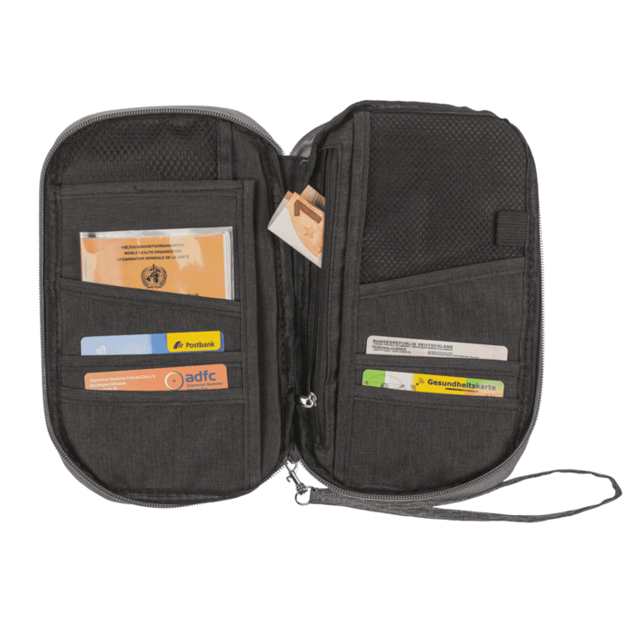 Reisedokumente, Brieftasche und Telefon-Organizer,