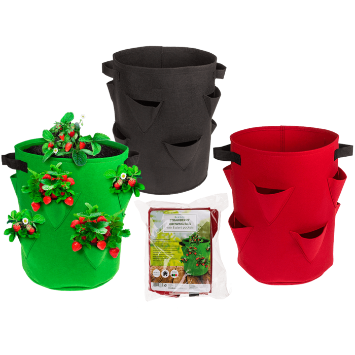 Erdbeer-Pflanzsack mit 8 Pflanztaschen,35 x 42 cm,