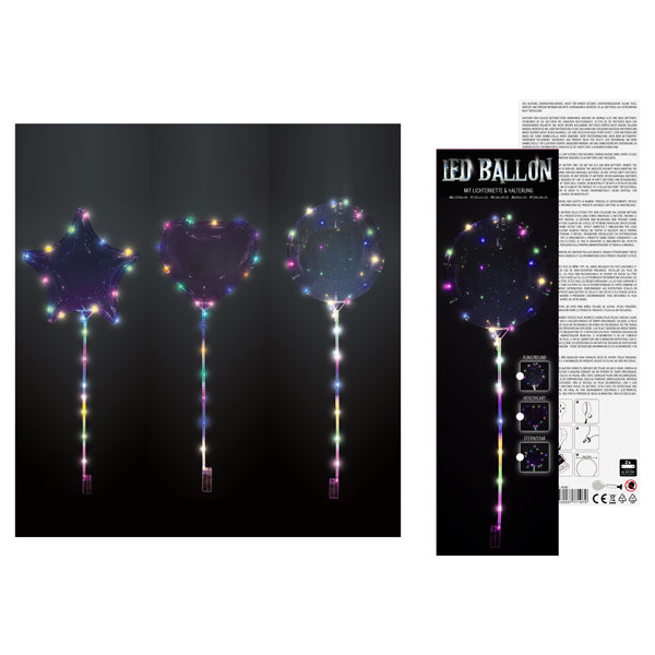 LED Bobo Ballon mit stab 3/s