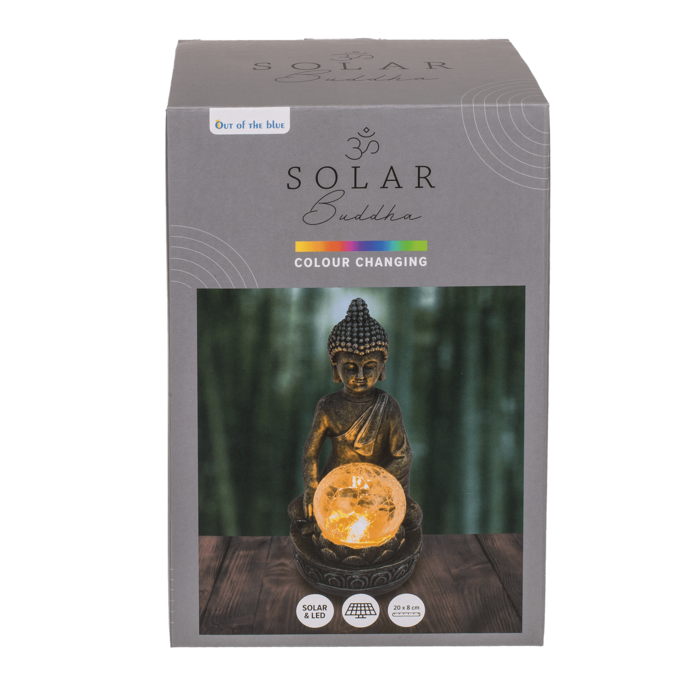 Polyresin Solar Buddha Figur, mit Krakelee Glas
