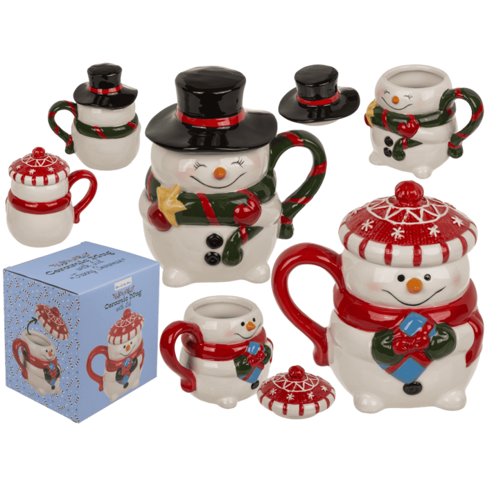 Becher, Funny Snowman, mit Deckel,