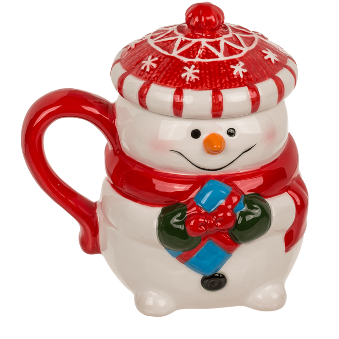 Becher, Funny Snowman, mit Deckel,