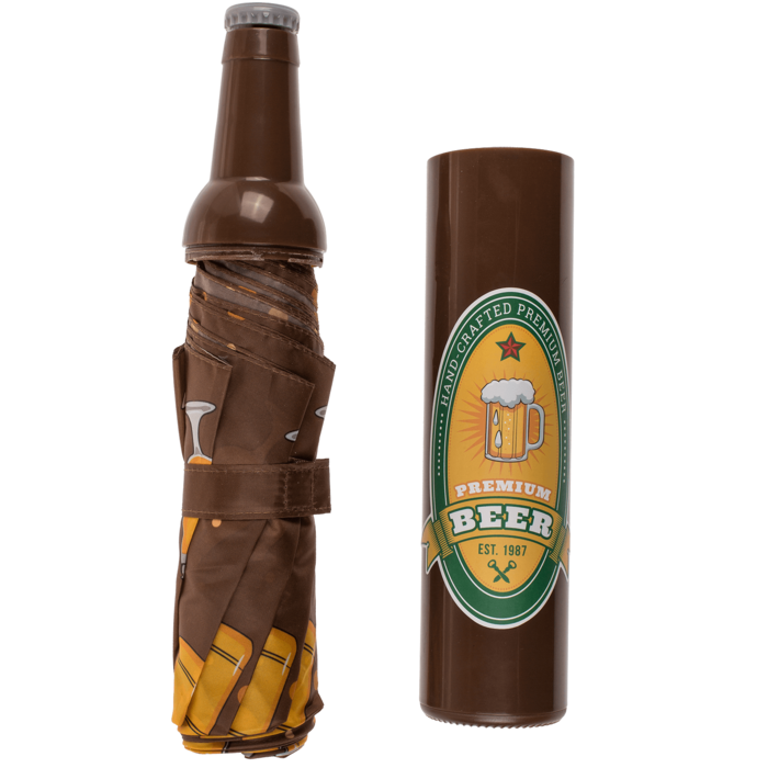 Taschen-Regenschirm, Bierflasche,