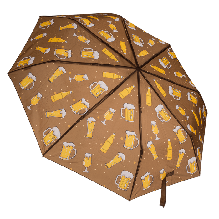 Taschen-Regenschirm, Bierflasche,
