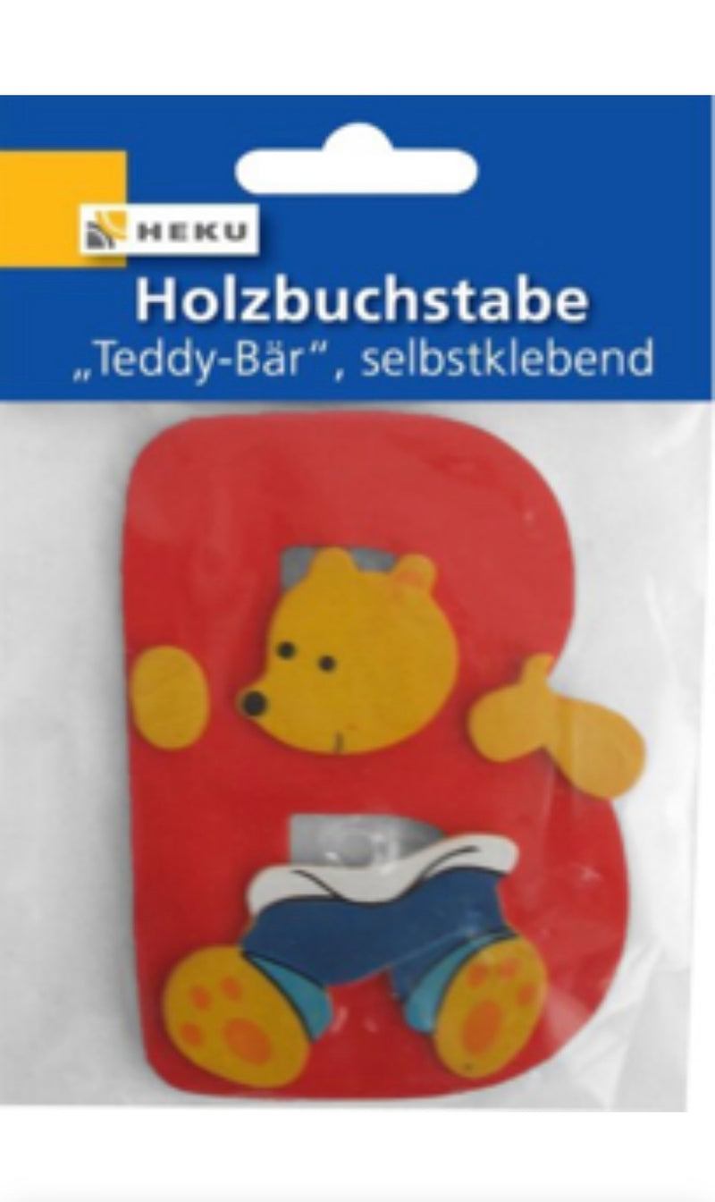 Holzbuchstabe "Teddy-Bär", selbstklebend, B