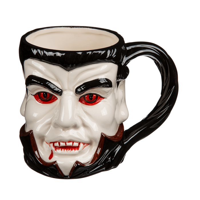Becher, Vampir, 15 x 11,5 cm, aus Steingut