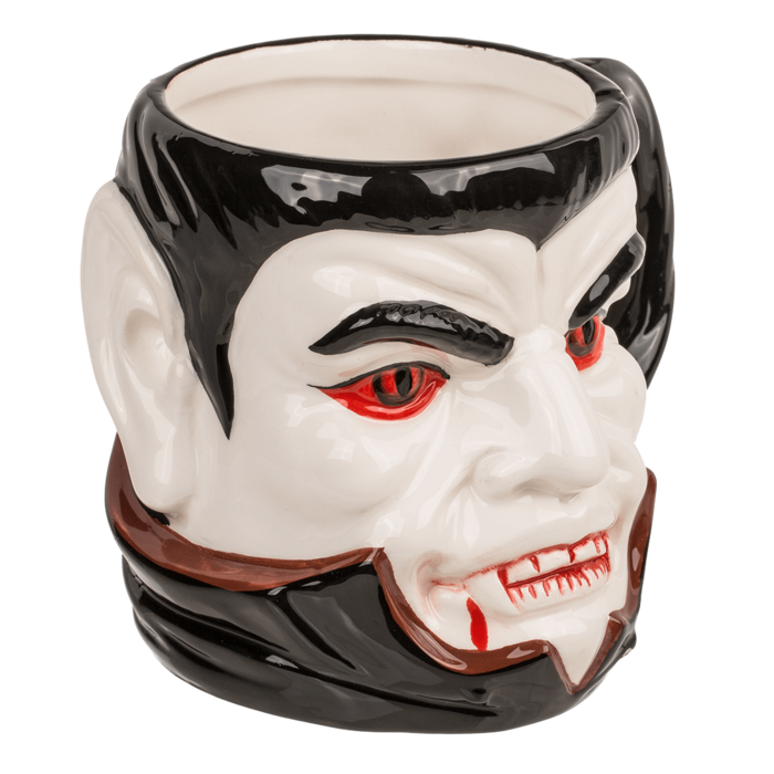 Becher, Vampir, 15 x 11,5 cm, aus Steingut