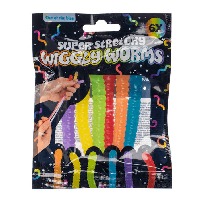 Super Stretchy Wackelwürmer, ca. 9 x 1,3 cm,