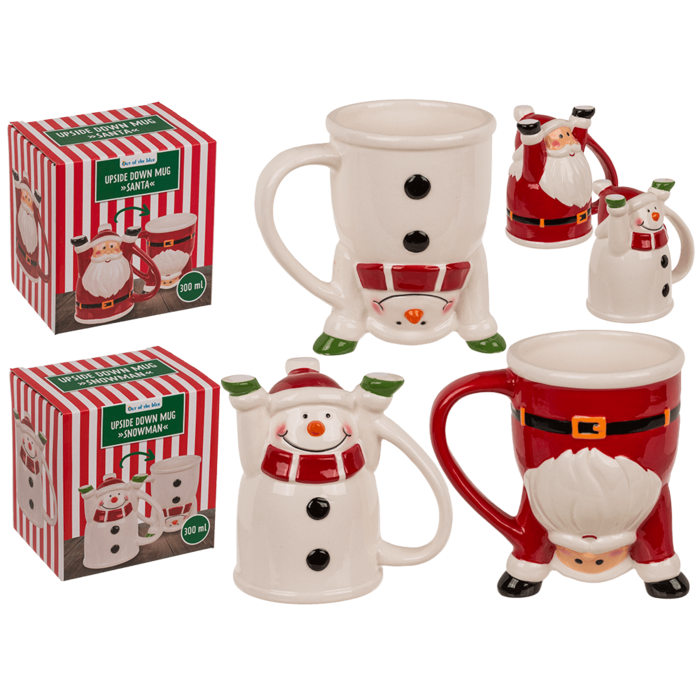 Becher, Weihnachtsmann & Schneemann,