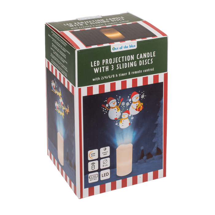 LED Projektionskerze„ Christmas, 8 x 15 cm,