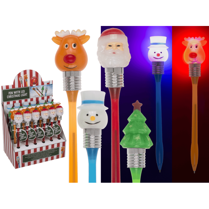 Kugelschreiber mit LED-Weihnachtsleuchtmotiv,