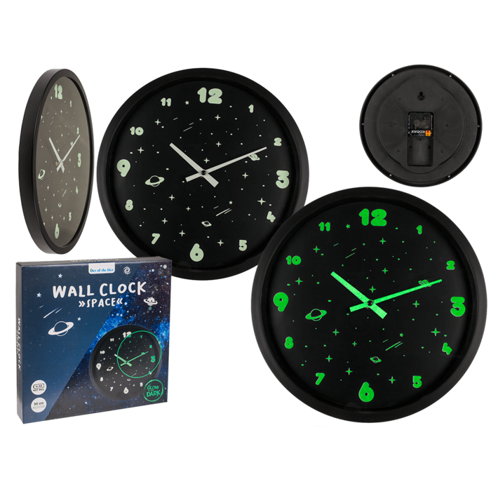 Wanduhr, Space, leuchtet im Dunkeln,