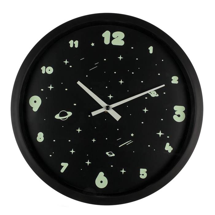 Wanduhr, Space, leuchtet im Dunkeln,